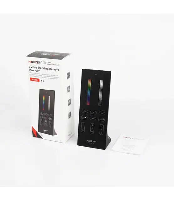 Design LED afstandsbediening tafelmodel + Zwarte wandhouder voor ieder type LED – 3 zones – Miboxer Y3