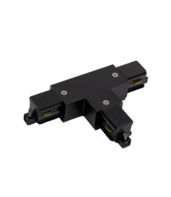 1-FASE rail T connector - links - zwart