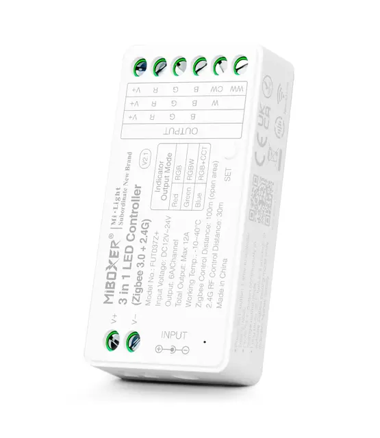 Zigbee LED controller 3 in 1 - voor RGB/RGBW/RGBWW/RGBCCT LED strips 12-24-48v - FUT037ZP+