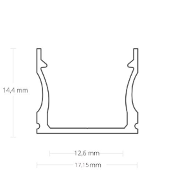 Zwart opbouw LED profiel met afdekking 17 mm x 15,2 mm - 06ZWART