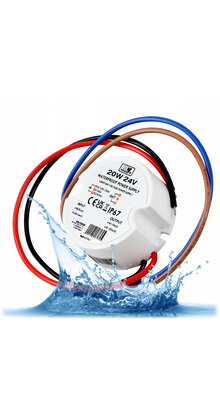 Wandcontactdoos Mini LED voeding 20 watt 24 volt 0,83 Ampère – IP67 waterdicht – AF2024Y