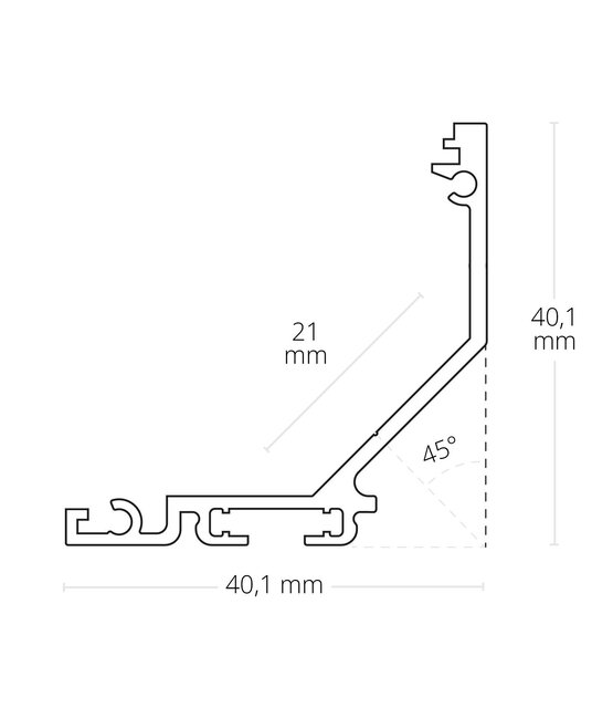 LED hoekprofiel inclusief klikafdekking 40,10 mm x 40,10 - C19ALU