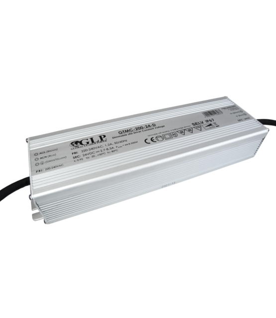 Fase afsnijding dimbare LED voeding 200 watt 24 volt 8,3 ampere - IP67 GTMC-200-24-D