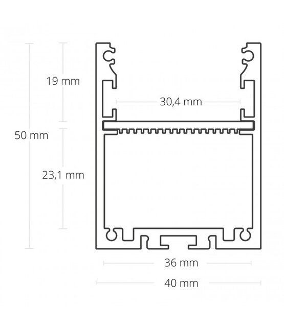 Wit LED profiel XL 3 meter inclusief klikafdekking 40mm x 50 mm - XL40WIT