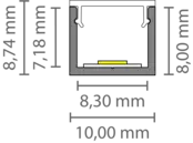 Wit SLIM LED profiel met klikafdekking 10 mm x 8 mm - SLIM308WIT
