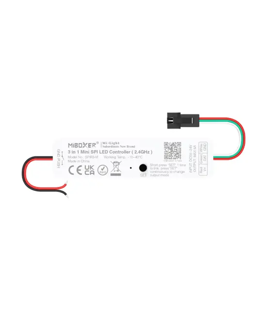 Mini compacte SPI Controller 3-in-1 - Enkelkleurig/RGB/RGBW/RGBWW 2048 pixel - 5V-12V-24V - Miboxer SPIR3