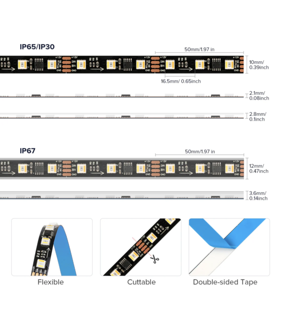 DIGILED LED strip WS2805 RGBCCT 18W 24VDC IP30 5m Rol - PIXEL PRO