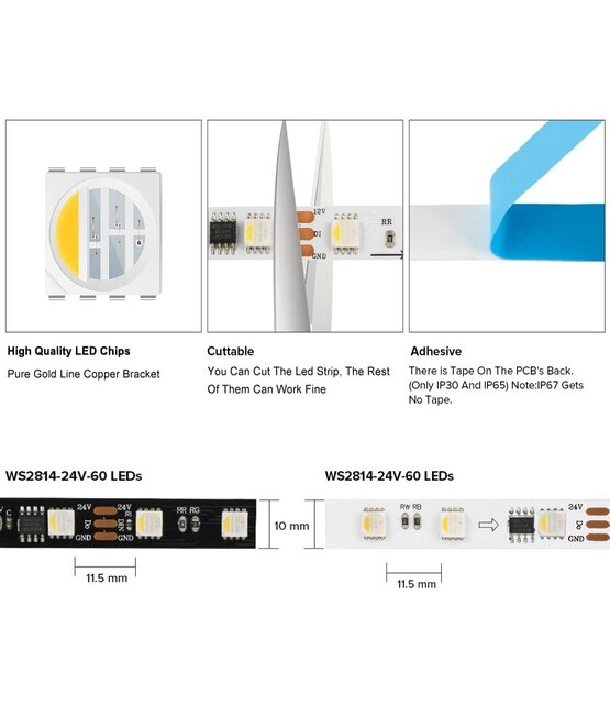 DIGILED LED strip WS2814 RGBWW 18W 24VDC IP30 5m Rol - PIXEL PRO