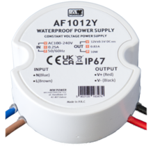 Wandcontactdoos Mini LED voeding 15 watt 12 volt 1,25 Ampère – IP67 waterdicht – AF1512Y