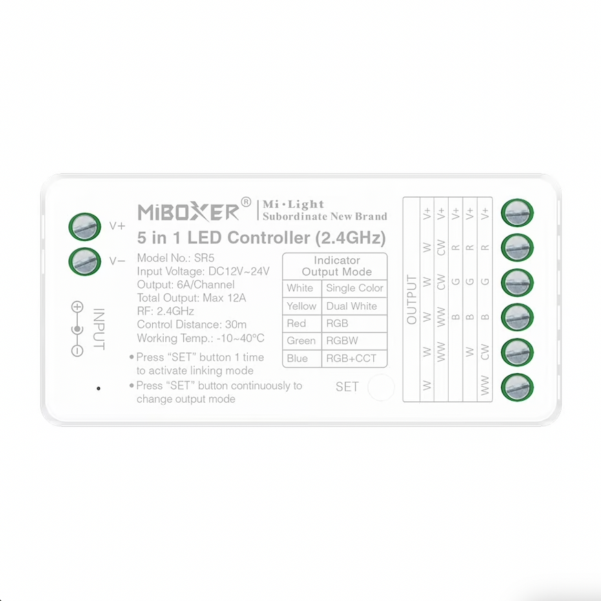 Miboxer 5-in-1 LED controller voor verschillende LED-strips
