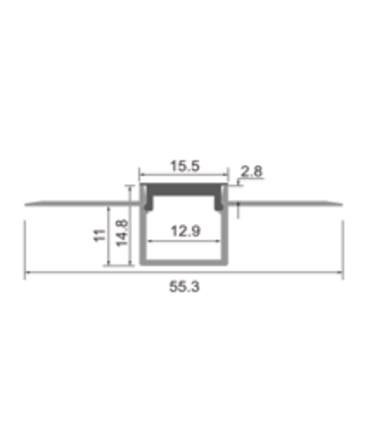 Horizontaal buigbaar LED stucprofiel inclusief afdekking 55,3 mm x 11 mm STUC360