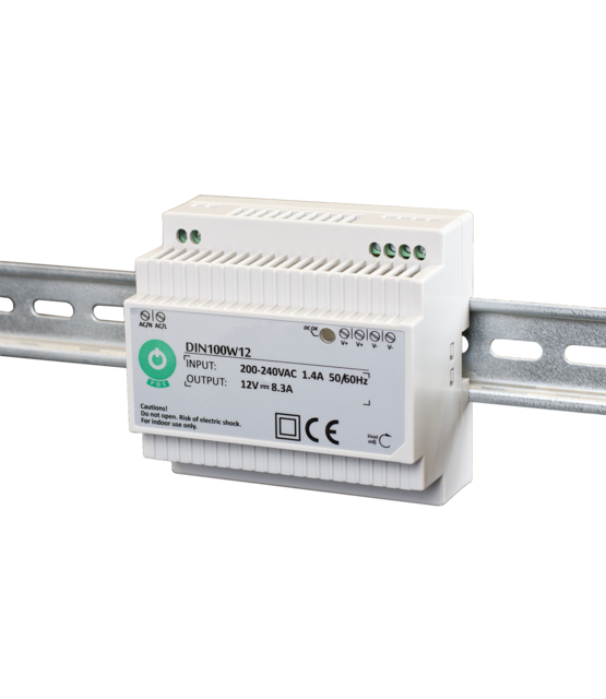 DIN Rail LED voeding 100 watt 12 volt 8,3 Ampère - IP20 - DIN100W12