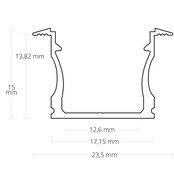 3 meter LED inbouw profiel met afdekking 23,5mm x 15mm - 07ALU