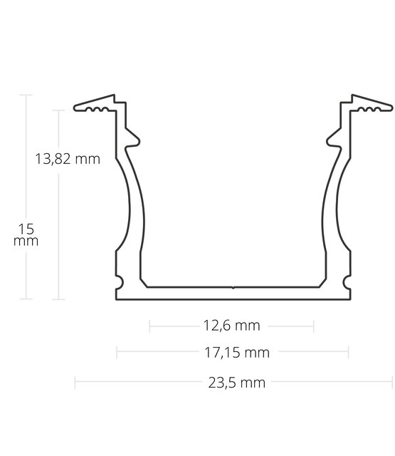 3 meter LED inbouw profiel met afdekking 23,5mm x 15mm - 07ALU