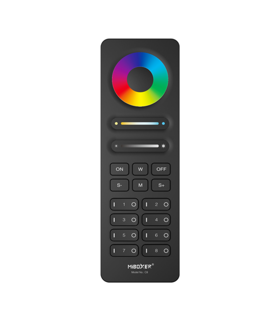 Zwarte LED strip afstandsbediening voor ieder type LED – 8 zones – C8 ZWART