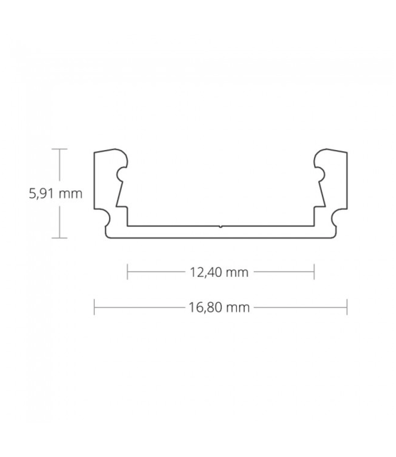 LED profiel 3 meter met klikafdekking 16,80mm x 6,47mm - 01ALU - 300cm lengte uit 1 stuk