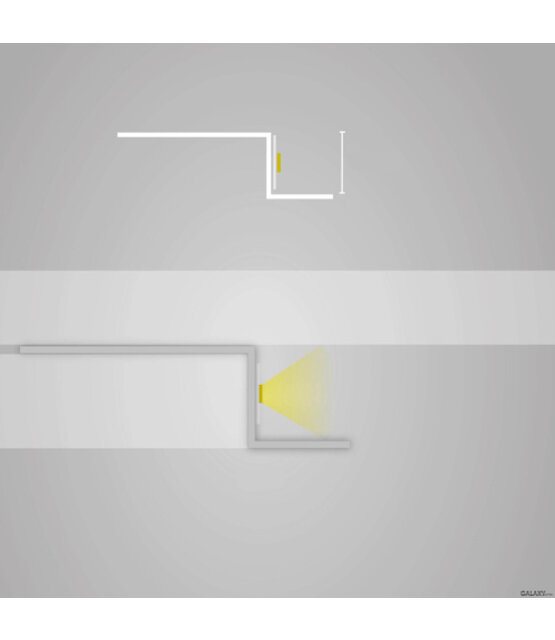 LED gipsplaat profiel voor koof 43,5mm x 13,44mm -