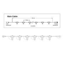 Hoofdkabel kerstverlichting wit – 60 cm – 6 aansluitingen – voor uitbreidbare kerstverlichting