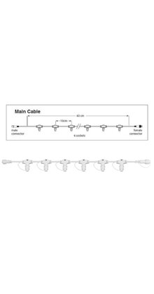 Hoofdkabel kerstverlichting wit – 60 cm – 6 aansluitingen – voor uitbreidbare kerstverlichting