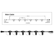 Hoofdkabel kerstverlichting Zwart – 60 cm – 6 aansluitingen – voor uitbreidbare kerstverlichting