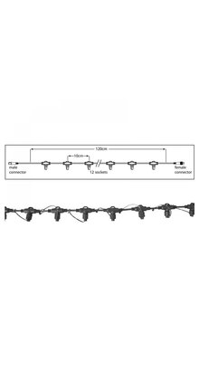 Hoofdkabel kerstverlichting Zwart – 120 cm – 12 aansluitingen – voor uitbreidbare LED verlichting