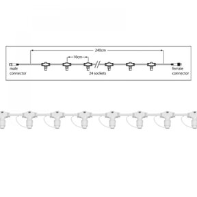 Hoofdkabel kerstverlichting wit – 240 cm – 24 aansluitingen – voor uitbreidbare LED verlichting