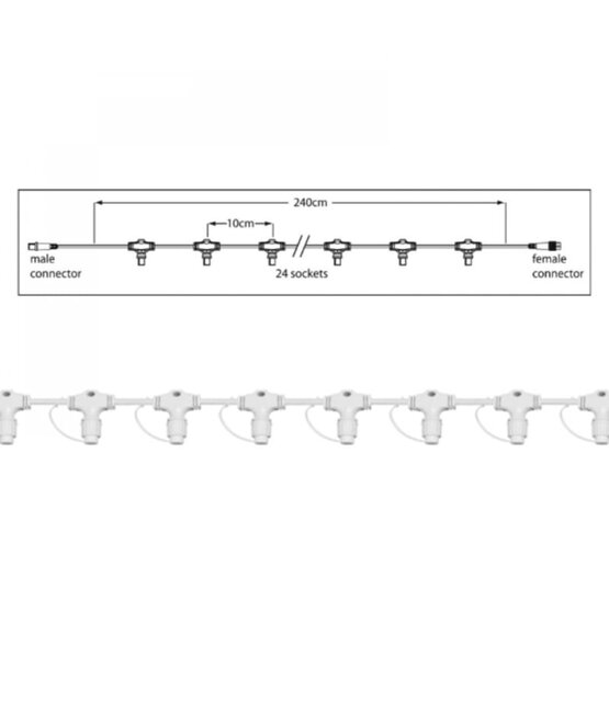 Hoofdkabel kerstverlichting wit – 240 cm – 24 aansluitingen – voor uitbreidbare LED verlichting