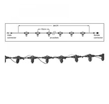 Hoofdkabel kerstverlichting Zwart – 240 cm – 24 aansluitingen – voor uitbreidbare LED verlichting