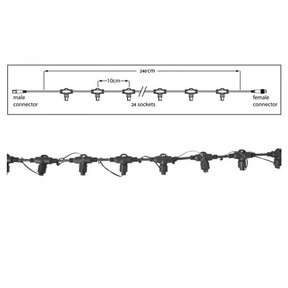 Hoofdkabel kerstverlichting Zwart – 240 cm – 24 aansluitingen – voor uitbreidbare LED verlichting