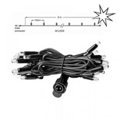 LED kerstlichtsnoer 3 meter – Warm wit 2400K + flits – Zwart snoer – 230V systeem (IP65)