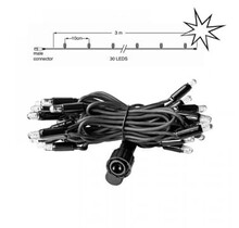 LED kerstlichtsnoer 3 meter – Warm wit 2400K + flits – Zwart snoer – 230V systeem (IP65)