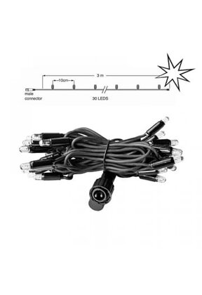 LED kerstlichtsnoer 3 meter – Warm wit 2400K + flits – Zwart snoer – 230V systeem (IP65)