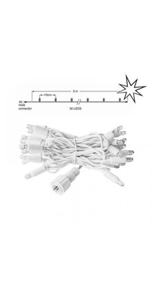 LED kerstlichtsnoer 3 meter – Warm wit 2400K + flits – Wit snoer – 230V systeem (IP65)