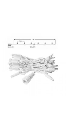LED kerstlichtsnoer 3 meter – Warm wit 3000K – Wit snoer – 230V systeem (IP65)