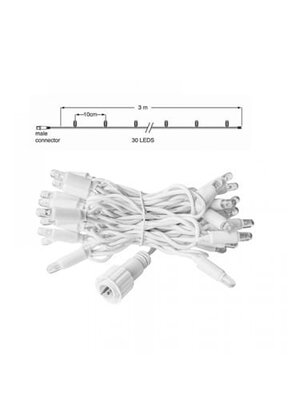 LED kerstlichtsnoer 3 meter – Warm wit 3000K – Wit snoer – 230V systeem (IP65)