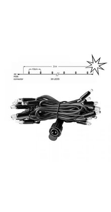 LED kerstlichtsnoer 6 meter – Warm wit 2400K + flits – Zwart snoer – 230V systeem (IP65)