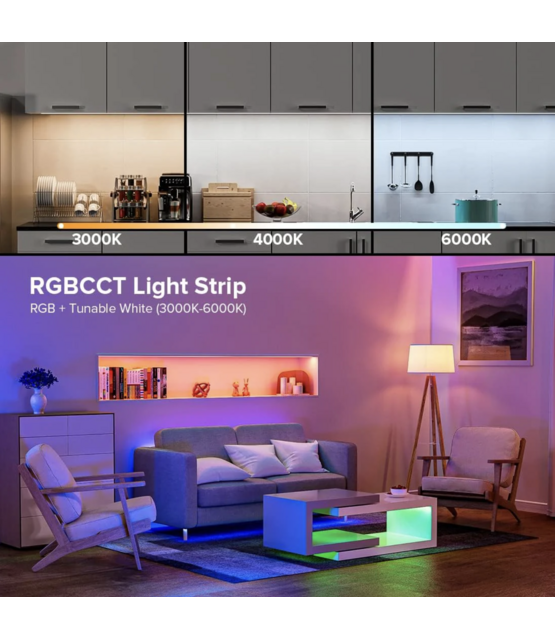 PRO LUMEN Waterdichte LED strip RGBCCT 21W 2240LM 96LED p/m 24VDC IP68 - 5 meter