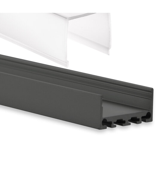 XL Zwart LED profiel met klikafdekking 26,79mm x 11,69mm - XL04ZWART