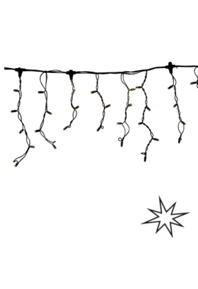 LED ijspegels kerstverlichting 2x0,4m – Warm wit 2400K + flits CW – Zwart snoer – 230V systeem (IP65)