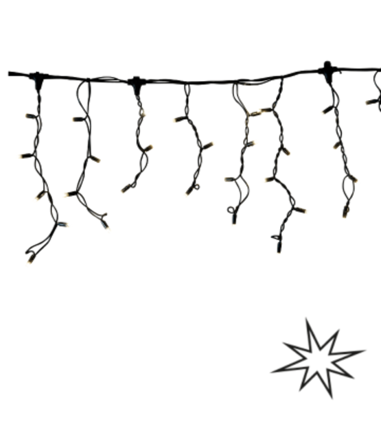 LED ijspegels kerstverlichting 2x0,4m – Warm wit 2400K + flits CW – Zwart snoer – 230V systeem (IP65)