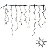 LED ijspegelverlichting 2x0,8m – 3000K & Flikkerend WW – Zwart snoer – 230V IP65