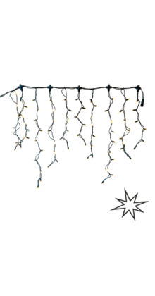 LED ijspegelverlichting 2x0,8m – 3000K & Flikkerend WW – Zwart snoer – 230V IP65