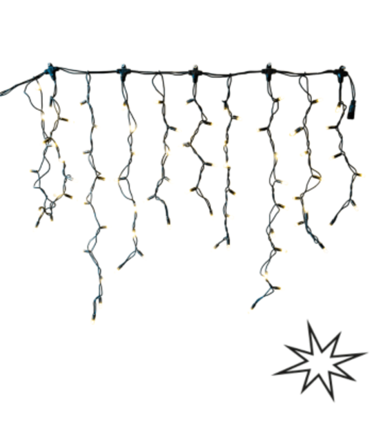 LED ijspegelverlichting 2x0,8m – 3000K & Flikkerend WW – Zwart snoer – 230V IP65