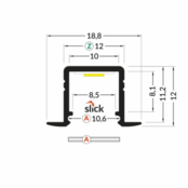 Zwart LED inbouw profiel met klikafdekking 18,80 mm x 12,00 mm - 03.1ZWART
