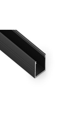 Zwart LED profiel met opaal klikafdekking 18,8 mm x 18,6 mm - 20ZWART