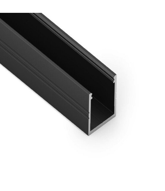 Zwart LED profiel met opaal klikafdekking 18,8 mm x 18,6 mm - 20ZWART