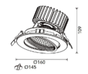 Inbouw LED Spot rond richtbaar - 3000K - 21.4W - Wit - 2278lm - 130lm/W