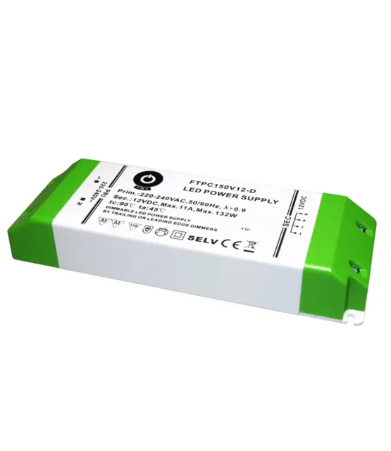 Fase afsnijding Dimbare LED voeding 132 watt 12 volt 11 ampere - IP20 FTPC150V12-D