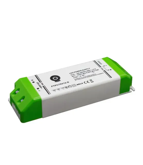 Fase afsnijding Dimbare LED voeding 75 watt 12 volt 6,25 ampere - IP20 FTPC75V12-D
