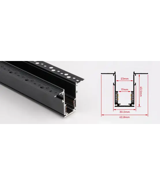 Magnetische railverlichting inbouw - 20 style - 100cm - Zwart